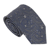 Brown Navy Large Paisley Tie by Van Buck