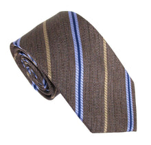Brown & Blue Multi Stripe Red Label Silk Tie by Van Buck