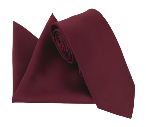 Burgundy Wine 4 Satin Tie & Pocket Square Set by Van Buck