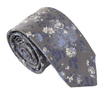 Deep Grey Floral London Silk Tie by Van Buck