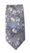 Deep Grey Floral London Silk Tie by Van Buck