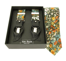 Faria Green Tie & Trouser Braces Set Made with Liberty Fabric