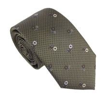 Green Neat Chequered Flower Red Label Silk Tie by Van Buck