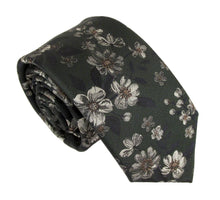 Green Achromatic Flowers Red Label Silk Tie by Van Buck