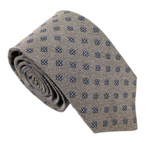 Silver Neat Medallion Cross Textured Red Label Silk Tie Made In England
