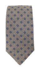 Silver Neat Medallion Cross Textured Red Label Silk Tie Made In England