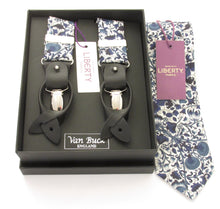 Lodden Navy Tie & Trouser Braces Gift Set Made with Liberty Fabric