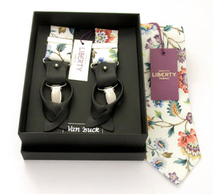 Eva Belle Teal Tie & Trouser Braces Gift Set Made with Liberty Fabric