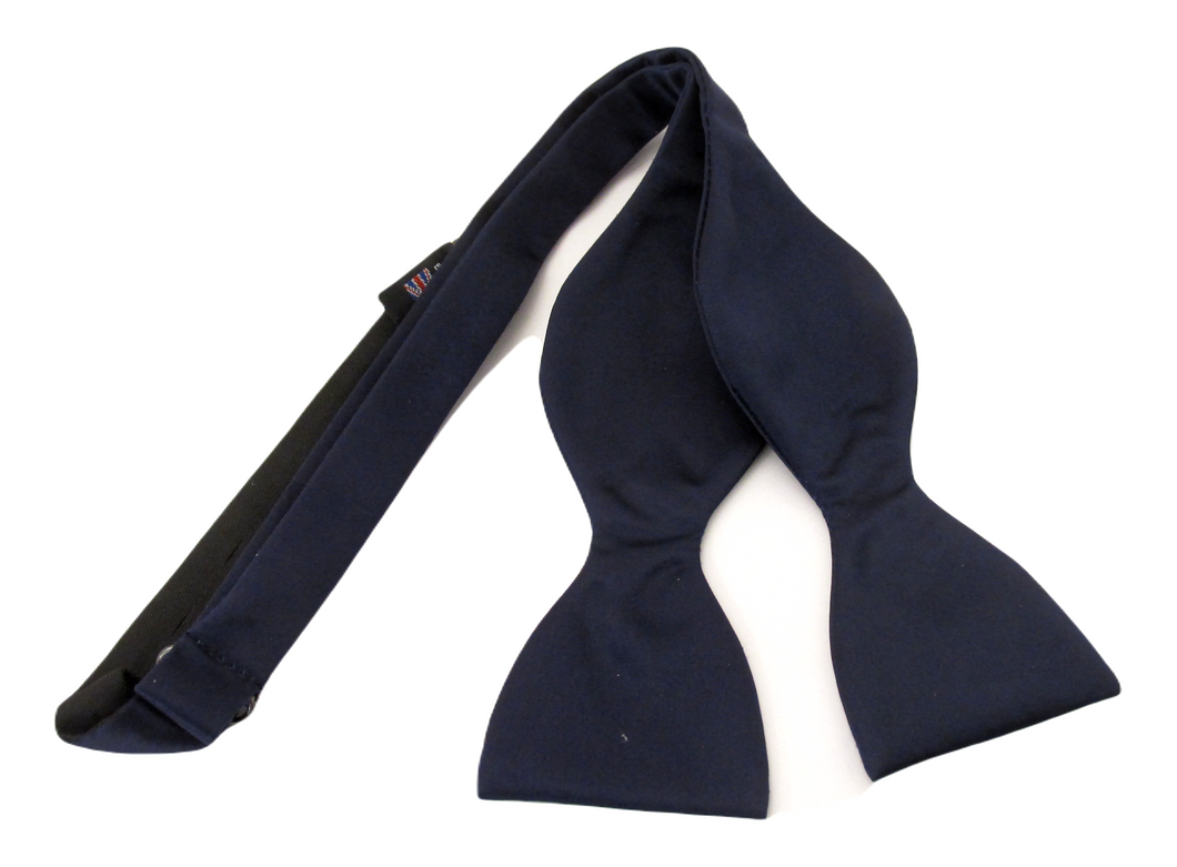 Navy Blue Self-Tied Silk Bow Tie by Van Buck