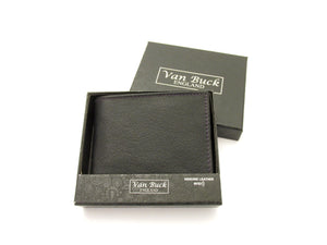 Black Leather RFID Coin Wallet Trimmed With Tou Can Hide Liberty Fabric