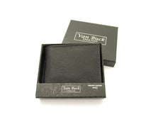 Black Leather RFID Coin Wallet Trimmed With Forbidden Fruit Liberty Fabric