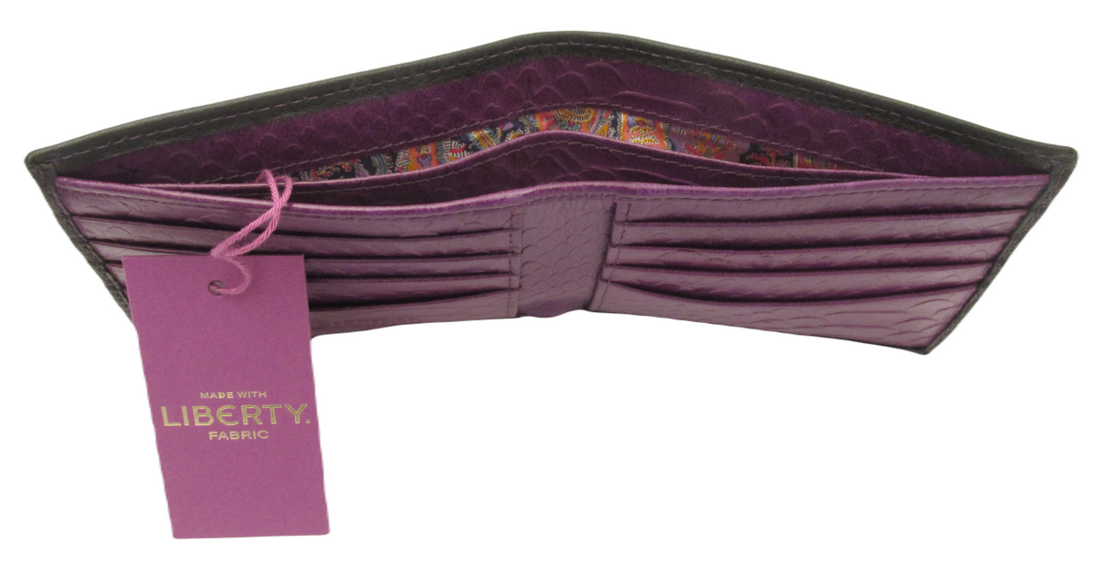 Black Leather RFID Wallet Trimmed With Felix Liberty Fabric | Liberty ...