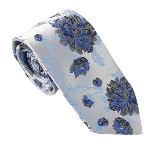 Sky Blue Large Floral Tie by Van Buck