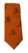 Orange Flying Pheasant Country Silk Tie by Van Buck