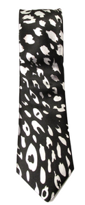 Shiny Silver Leopard Print Tie by Van Buck