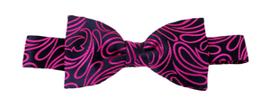 Limited Edition Navy Cerise Paisley Silk Bow Tie by Van Buck