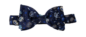 Limited Edition Navy Blue Floral Vine Silk Bow Tie by Van Buck