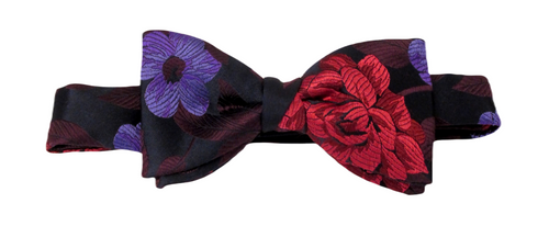 Limited Edition Navy Rose Silk Bow Tie by Van Buck