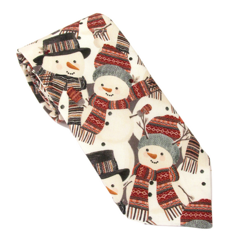 Grey Large Snowman Christmas Tie by Van Buck