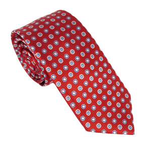 Red With Blue Circles London Silk Tie by Van Buck