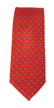 Red With Blue Geometric Squares London Silk Tie by Van Buck