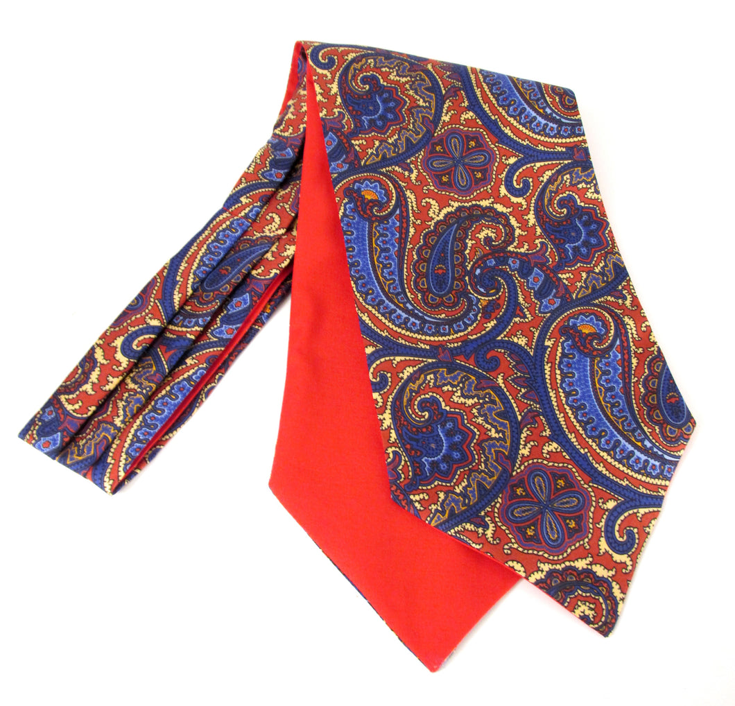 Red Large Detailed Paisley Fancy Silk Cravat by Van Buck