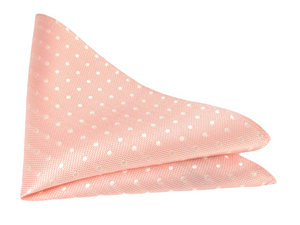 Pink & White Silk Polka Dot Pocket Square by Van Buck