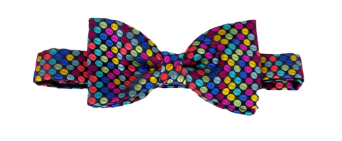 Van Buck Limited Edition Multicoloured Circles Silk Bow Tie