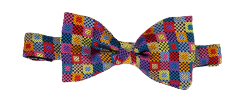 Van Buck Limited Edition Multicoloured Squares Silk Bow Tie
