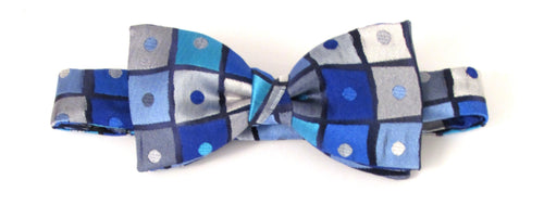 Van Buck Limited Edition Blue Squares Silk Bow Tie