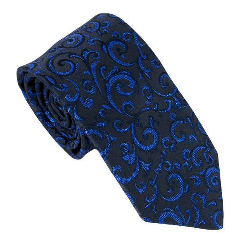 Sparkly Ornate Blue Swirl Tie by Van Buck