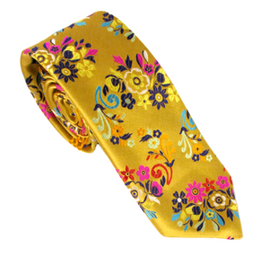 Limited Edition Gold Floral Paisley Silk Tie by Van Buck
