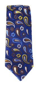 Limited Edition Navy Flower Paisley Silk Tie by Van Buck