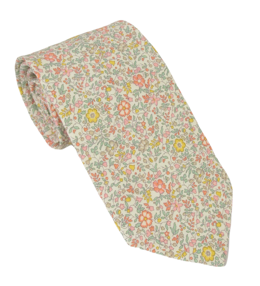 Katie & Millie Cream Cotton Tie Made with Liberty Fabric