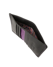 Black Leather RFID Card Holder Trimmed With Felix Liberty Fabric