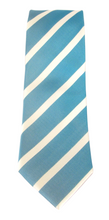 Striped Teal With White Silk Tie