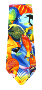 Multicoloured Fish Cotton Tie by Van Buck