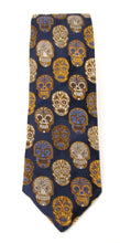 Limited Edition Navy Blue and Rust Skull Silk Tie by Van Buck