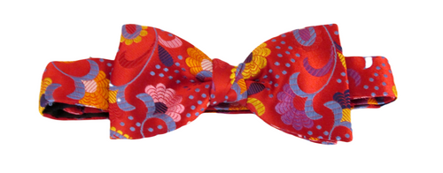 Limited Edition Red Floral Silk Bow Tie by Van Buck
