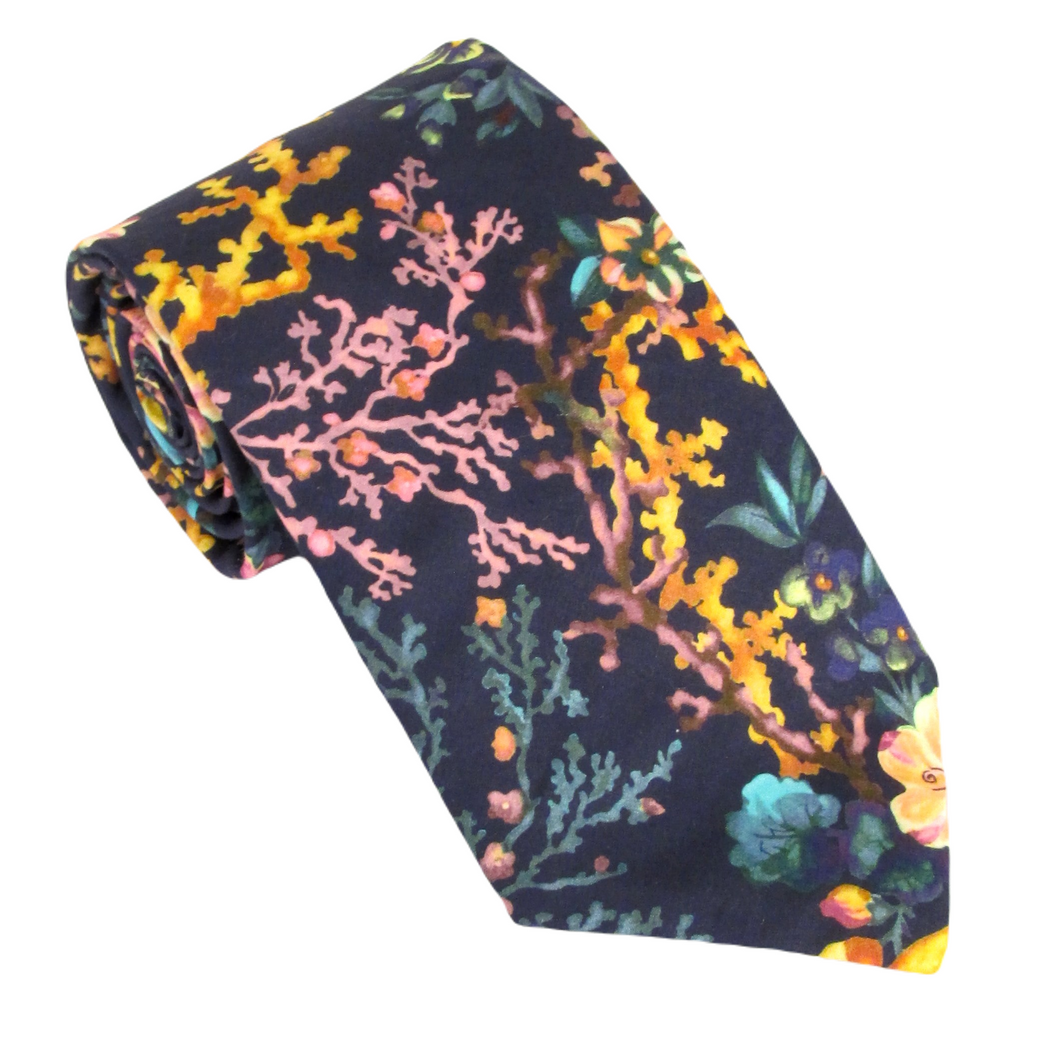 Coral Meadow Cotton Tie Made with Liberty Fabric