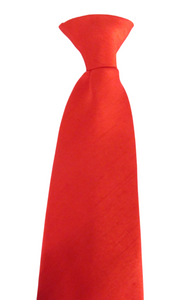 Red Slub Clip On Tie by Van Buck