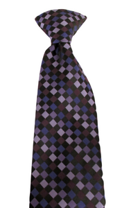 Purple Chequered Clip On Tie by Van Buck