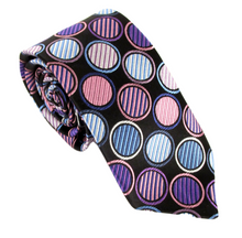 Van Buck Limited Edition Pink & Blue Circles Silk Tie & Socks Gift Set