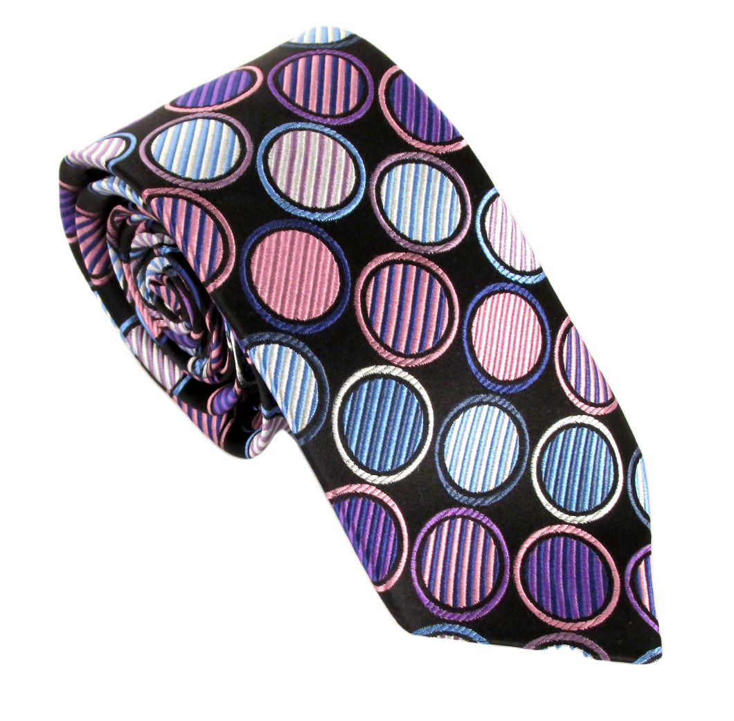 Van Buck Limited Edition Pink & Blue Circles Silk Tie