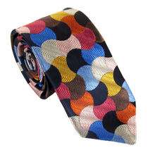 Van Buck Limited Edition Geometric Multicoloured Half Moons Silk Tie