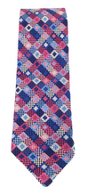 Limited Edition Pink & Blue Squares Silk Tie by Van Buck