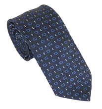Navy Blue & White Paisley Patterned Tie by Van Buck