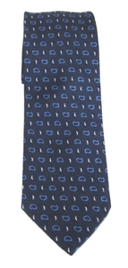 Navy Blue & White Paisley Patterned Tie by Van Buck