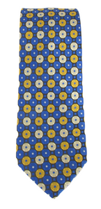 Blue & Gold Circles Patterned Tie by Van Buck