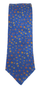 Blue With Orange Neat Floral Tie by Van Buck